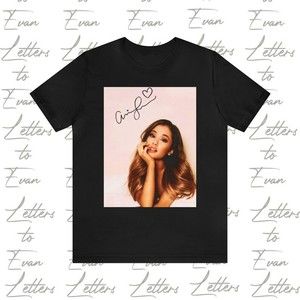 Ariana Grande With Signature Tee Shirt, Gorgeous Long Hair Ariana Grande Shirt